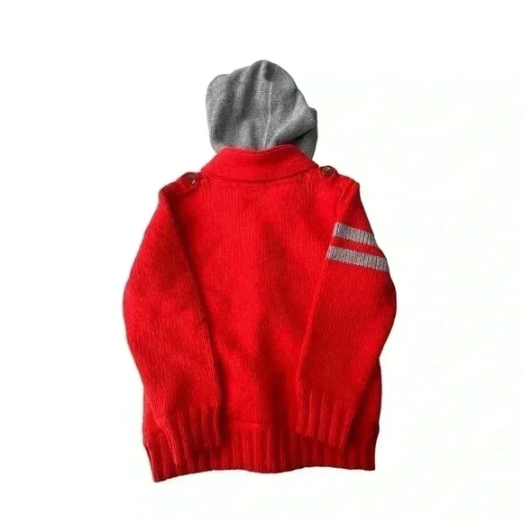 GAP BOYS CARDIGAN LETTERMAN STYLE HOODED SWEATER•SIZE 4T•NWT•ORANGE AND GREY• - Picture 6 of 8
